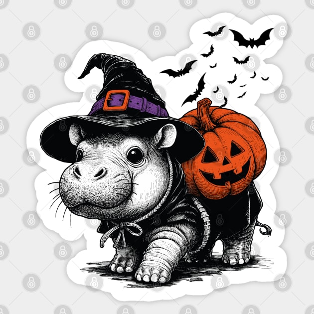 Moo Deng Halloween Sticker by JessArty